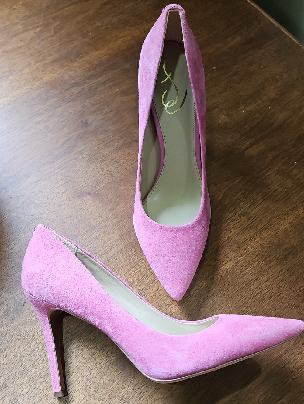 Sam Edelman Pink Suede Pointed Toe Stiletto Pumps